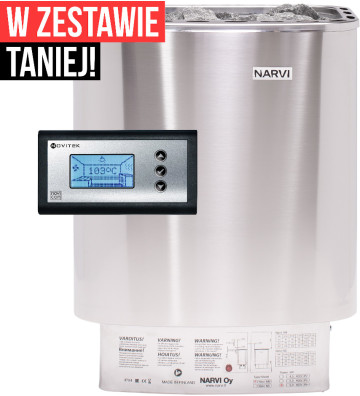 Narvi NME 4,5 kW - piec do sauny fińskiej - stal szczotkowana Sterownik NoviCon SI-12